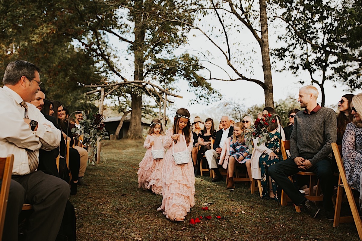 Backyard fall wedding ceremony