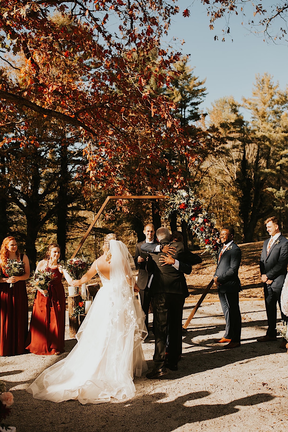 Fall backyard wedding ceremony