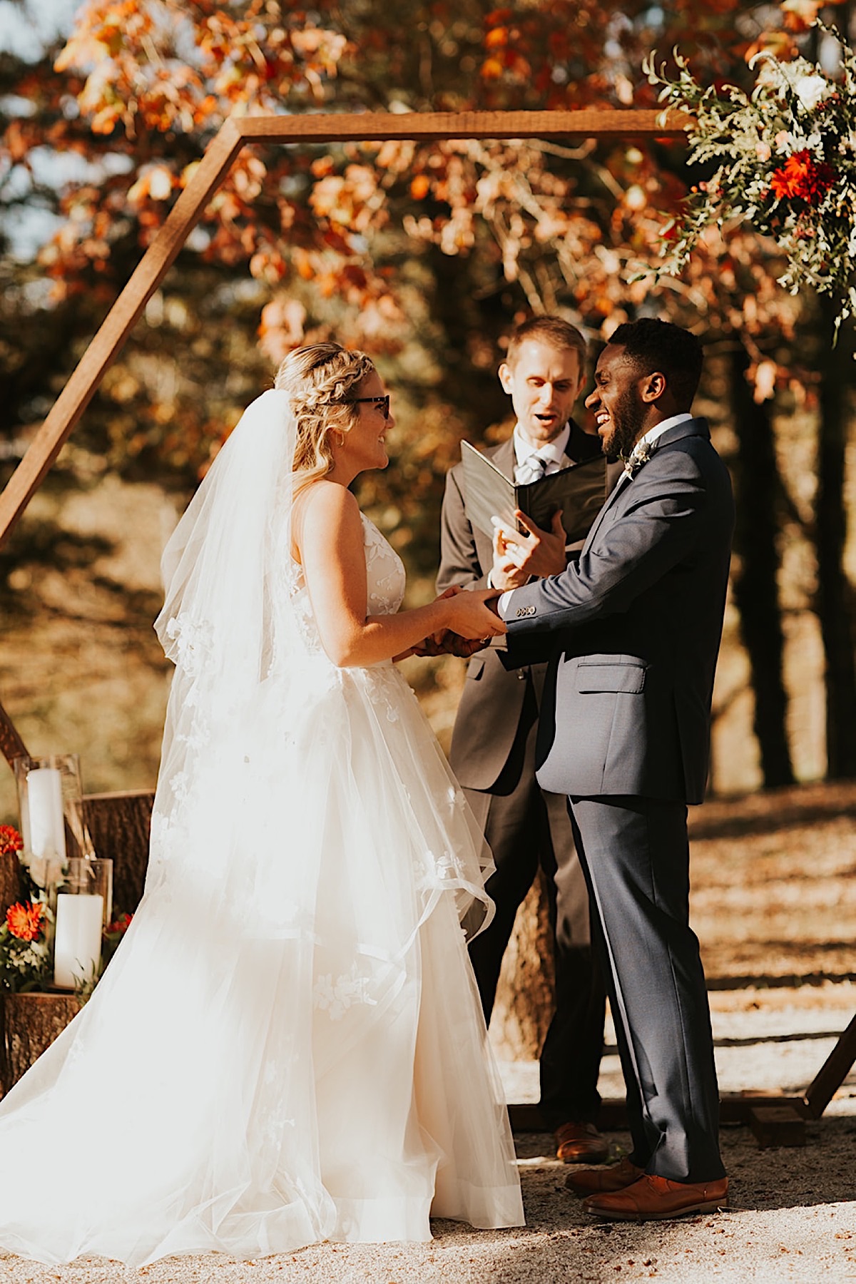 Fall backyard wedding ceremony